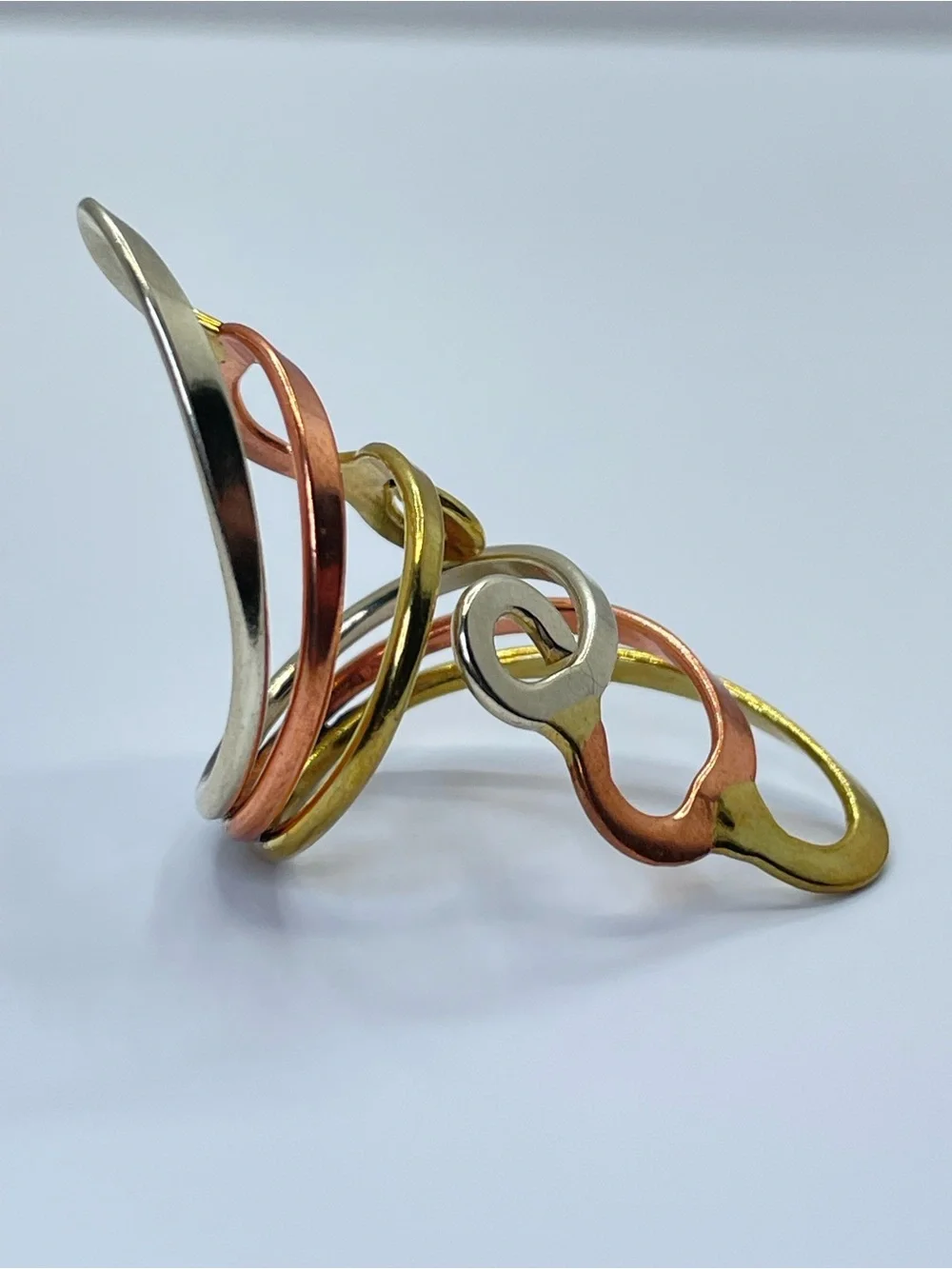 Vintage Taxco Mexico Mixed Metal Silver Gold Copper Ring Boho Southwestern 5.5